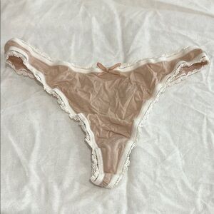 Victoria's Secret Nude / Tan Lace Trim Thong